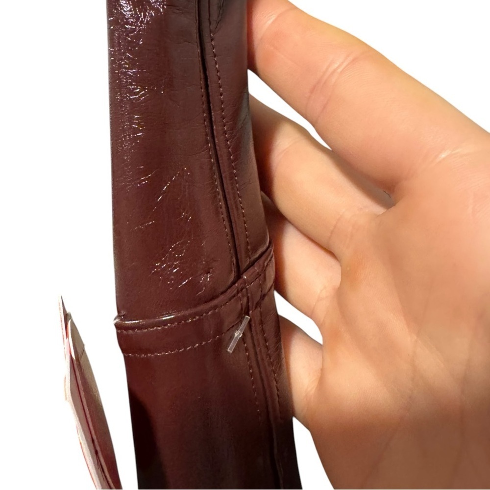 Spanx‎ Faux Patent Leather Leggings Large Burgundy Ruby - Picture 10 of 14